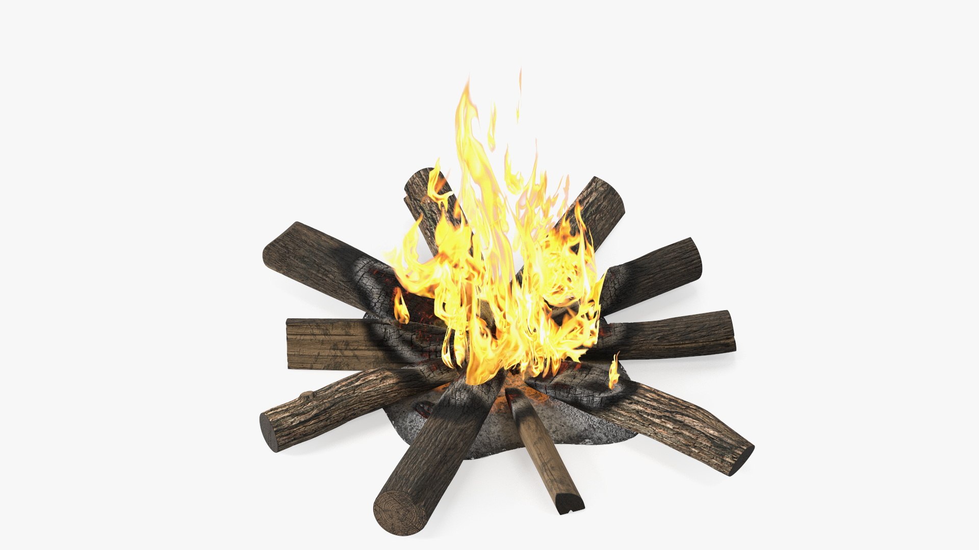 Campfire with Burning Logs 3D model preview