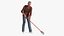 Korean Old Aged Man Raking