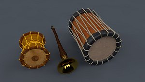 3D chenda indian musical instruments model