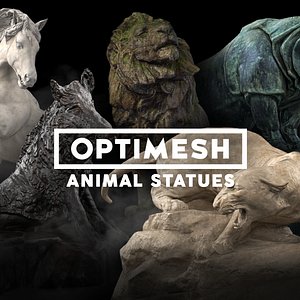 3D model low-poly animal statues pack