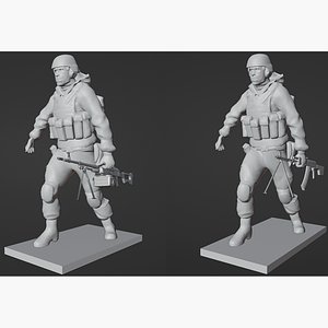 Figures of a walking soldier with RPK and PKM STL