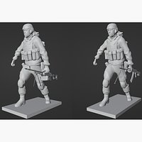 Figures of a walking soldier with RPK and PKM STL