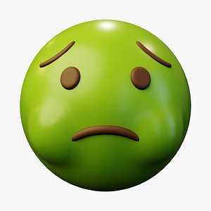 Nauseated Face Emoticon Emoji or Smiley 3D model