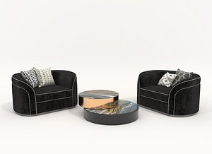 Luxury Armchair and Coffee Table 3D model