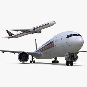 3D Boeing 777 Singapore Airlines Rigged for Maya model
