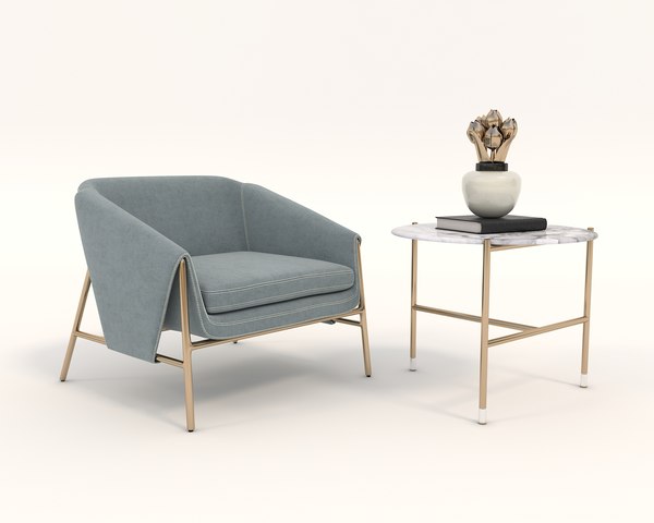 3D Contemporary Chair and Coffee Table 4