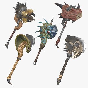 Fantasy RPG Monster Hunter Weapons Axe Hammer Warhammer Waraxe Ax BattleAxe