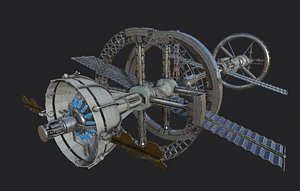 3D model space station modeled