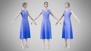 Dress 02 Very Light Blue v2 3D