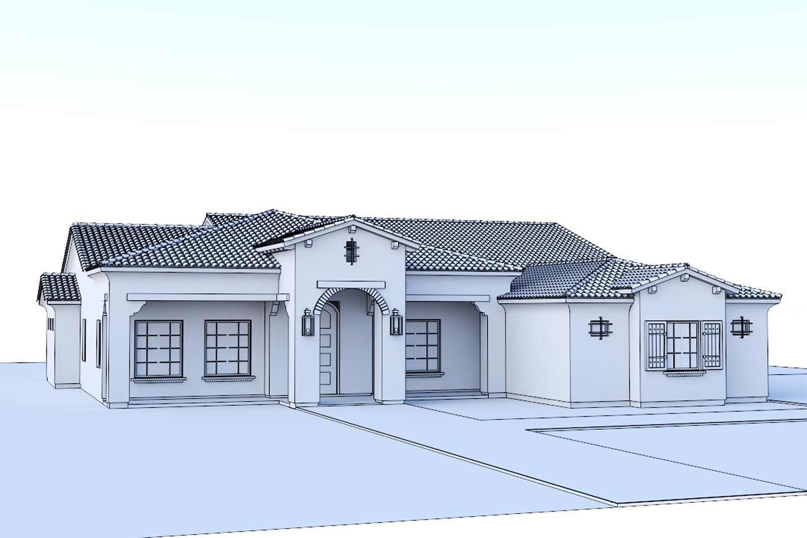 Spanish Themed House 3D Model - TurboSquid 2056221