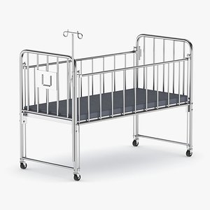 3D Medical Stainless Steel Baby Bed model