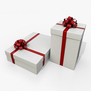 Gift Boxes - Tall and Wide Duo with Tied Ribbon Rosette 3D model