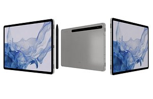 3D Samsung Galaxy Tab S8 White Low Poly