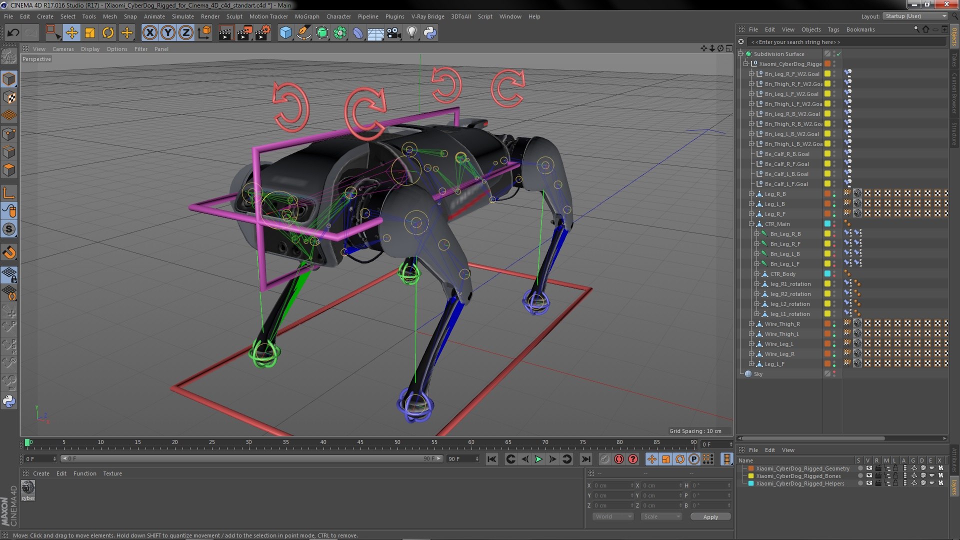 Xiaomi Cyberdog Rigged for Cinema 4D 3D model preview
