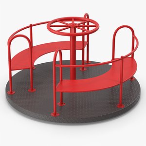 Playground Merry Go Roundabout Red 3D