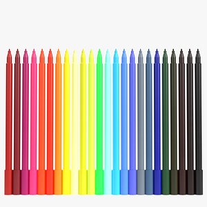 Coloured marker pens set 3D