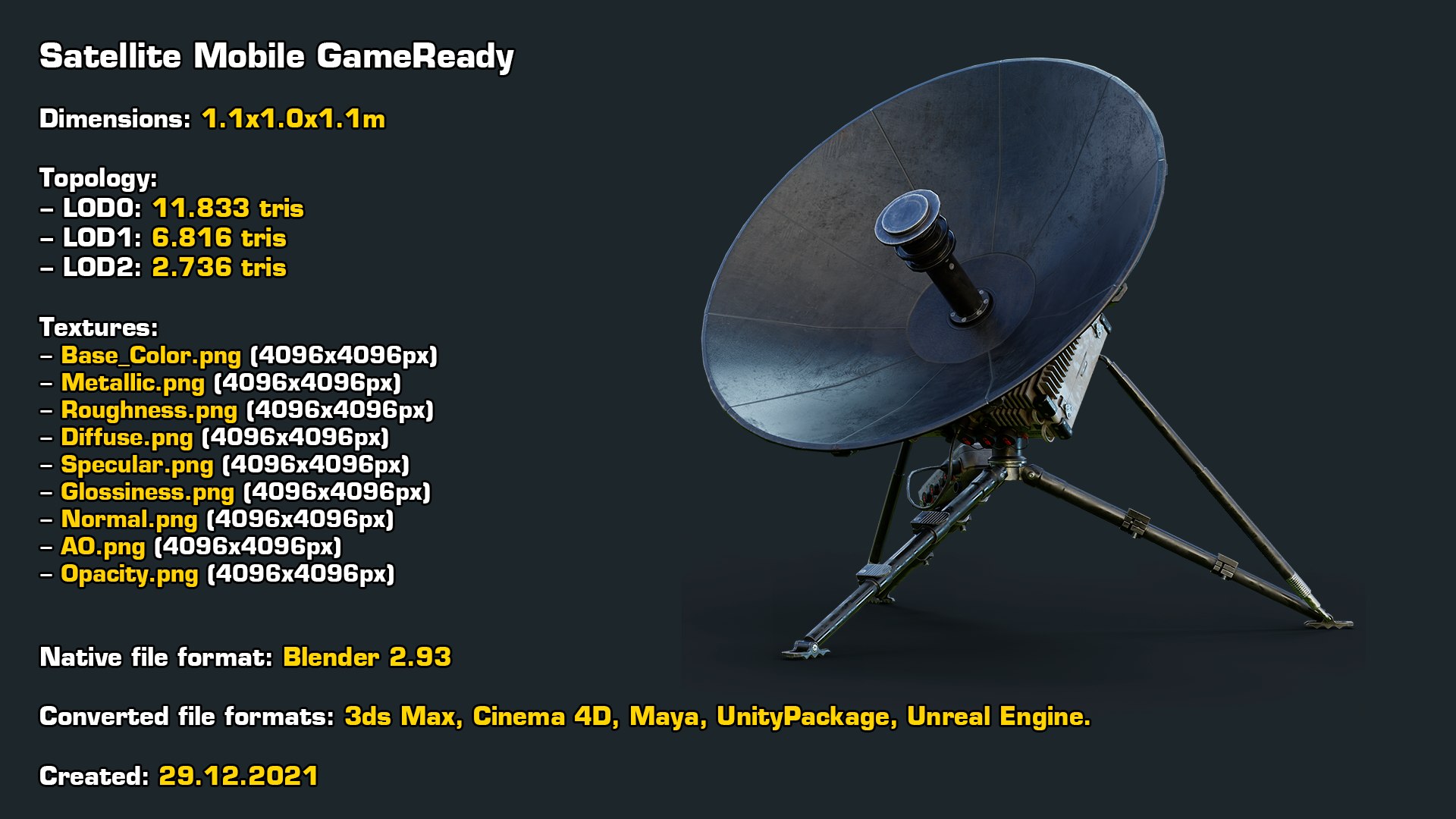 3D model Satellite Mobile GameReady LODs https://p.turbosquid.com/ts-thumb/lM/pkOQiR/KU/stats/png/1640808722/1920x1080/fit_q87/5d918f4d0a8da26d7b56d14401ad0409bdf19545/stats.jpg