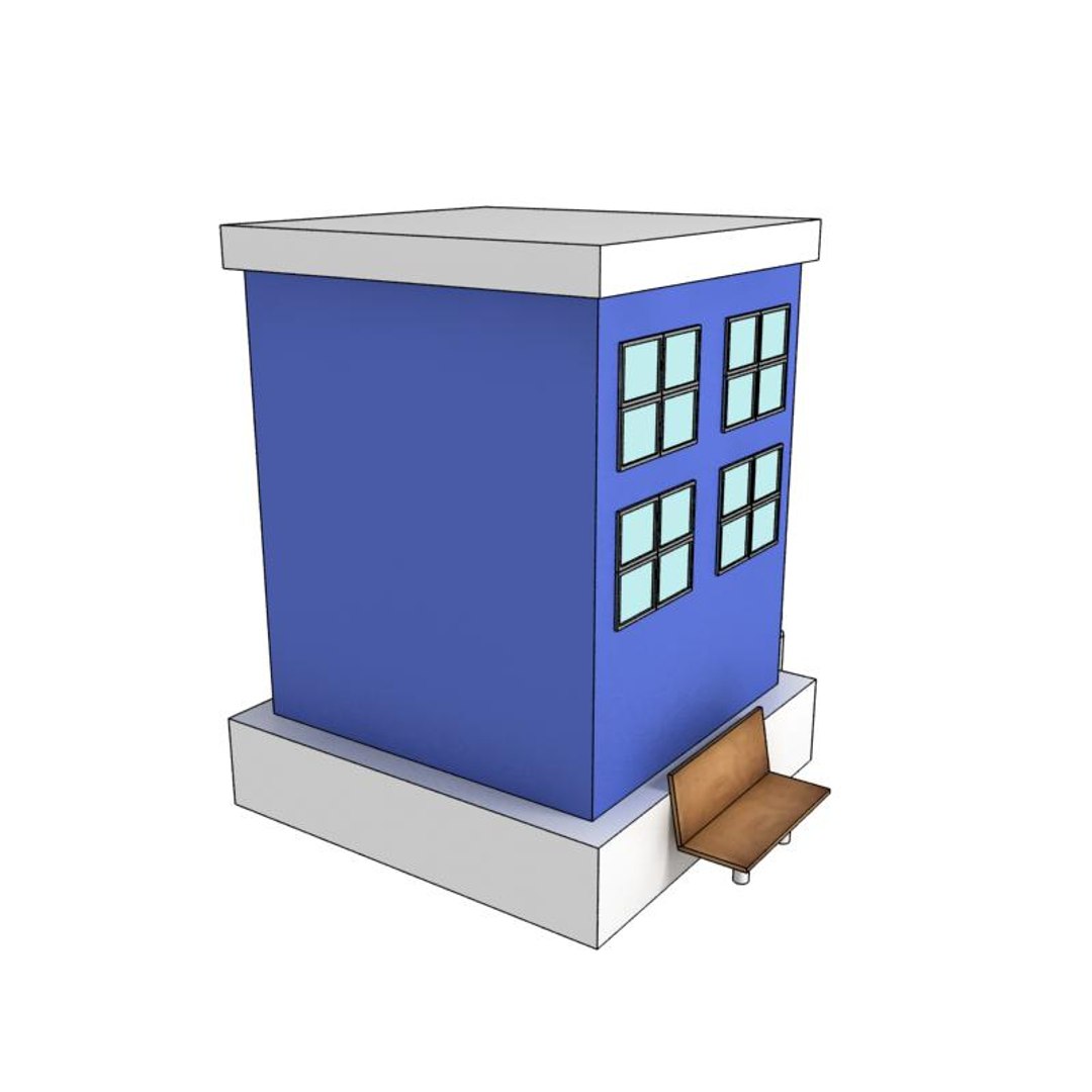 3d Cartoon Building Model