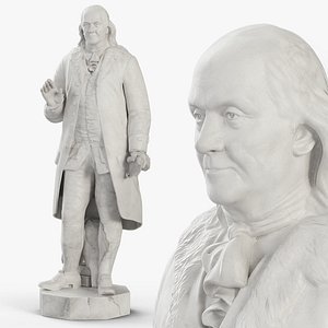 Benjamin Franklin Standing Statue Marble