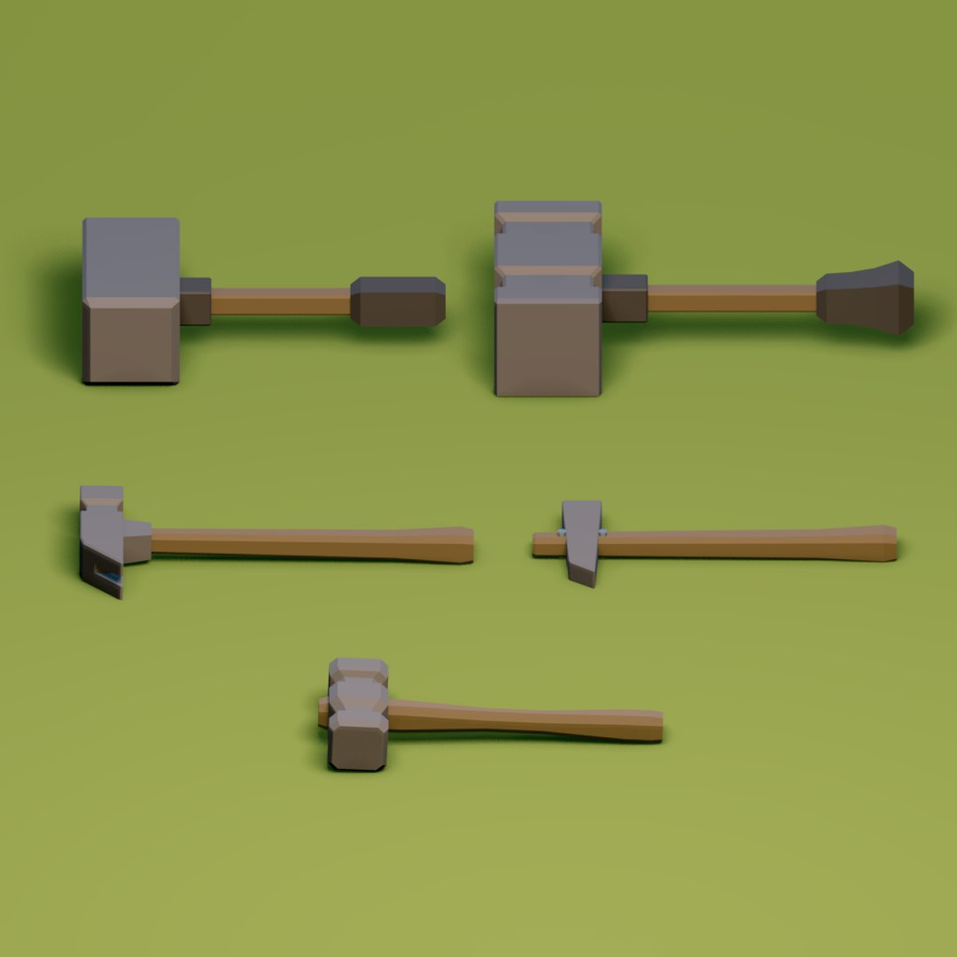 3D nature asset pack model https://p.turbosquid.com/ts-thumb/lN/3yWXbL/Ek1zSk4l/allhammers/png/1540958982/1920x1080/fit_q87/673cc82dc32a28fd774ac150ed28c7ef744ec2d9/allhammers.jpg