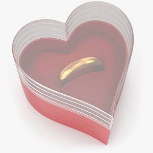 Gold Band Wedding Ring In Heart Shaped Box V01