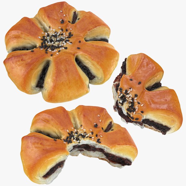 3D Red Bean Bun Collection model