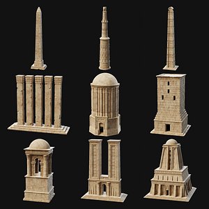 ANCIENT MONUMENTS COLUMN STATUE DESERT EGYPT TOWER COLLECTION 3D model