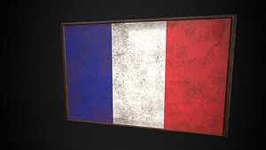 Old Picture Frame With France  Flag - Game Ready PBR Low-poly 3D Model model