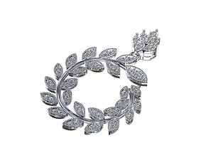 Diamond Leaf Wreath cluster pendant 3d print model 004