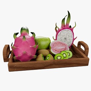 3D Dragon Fruit Kiwi and Guava Realistic Fruit Collection Low poly 3D model