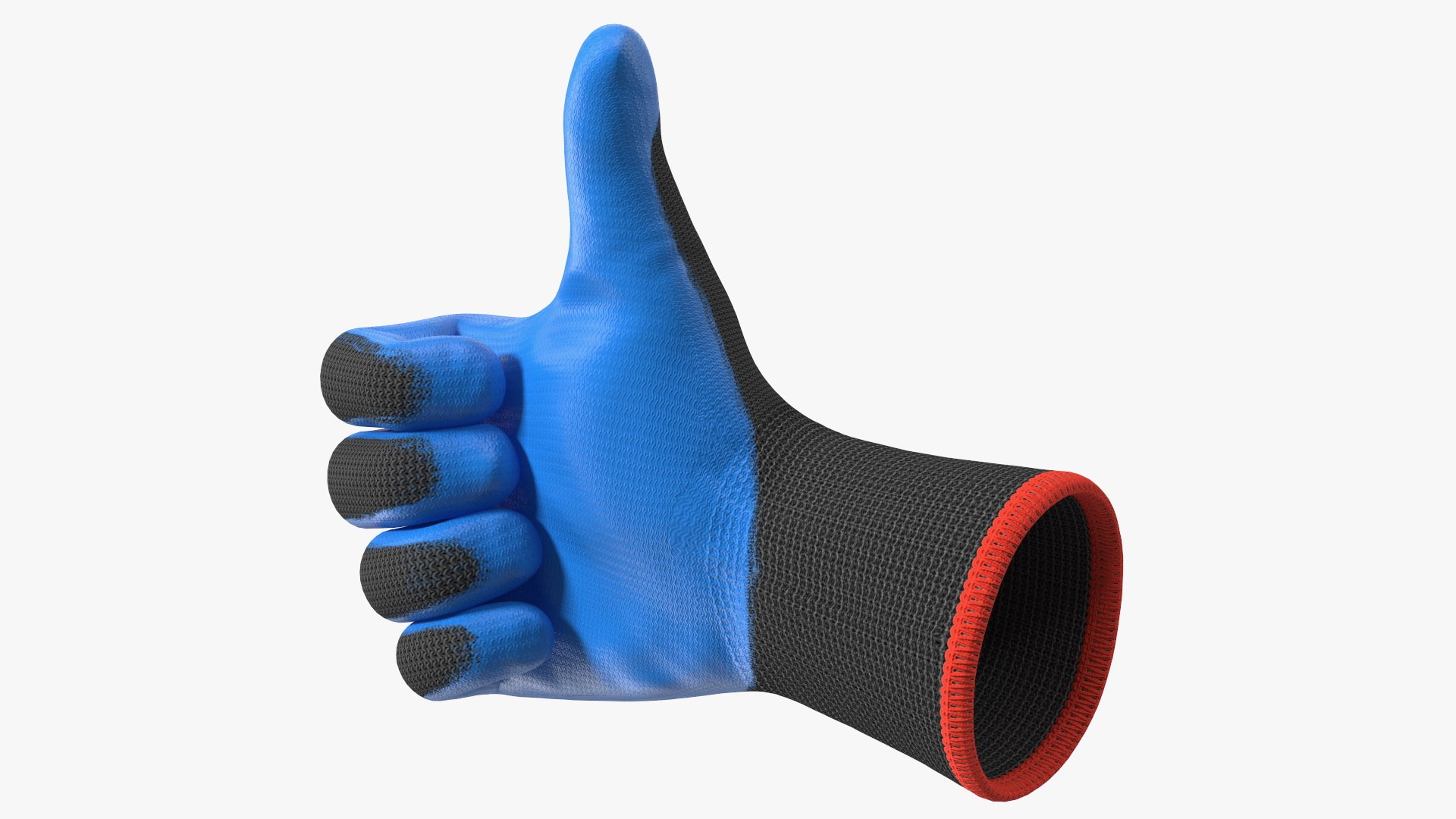 Safety Work Gloves Thumbs Up Blue Gray 3D model preview