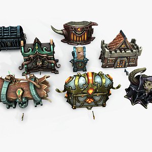 Fantasy chests 2 3D model