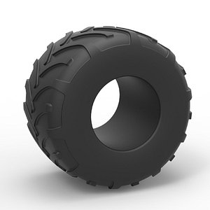 3D Diecast Monster Jam tire 17 Scale 1 to 25