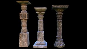 3D model temple pillars
