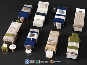 Spa Massage Beds and Shampoo Stations 3D model