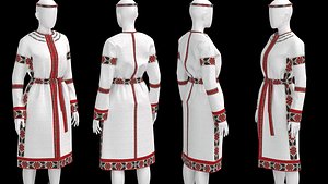 Modern Ethnic Folk Dress Beaded Ukrainian Motifs