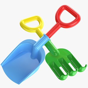 Detailed Sand Shovel And Fork Toys 3D model