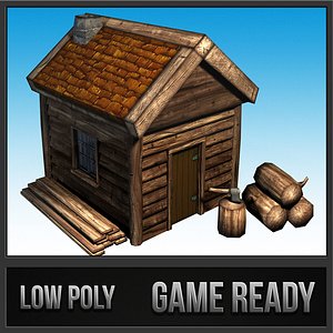 3ds max lumber jack hut polys