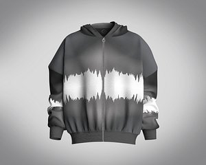 3D Mens oversized hooded jacket with tie dye effect model