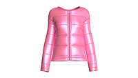Girls Pink Shiny Puffer Jacket