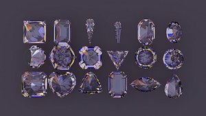 Diamond and Gem Shapes cut 3D model