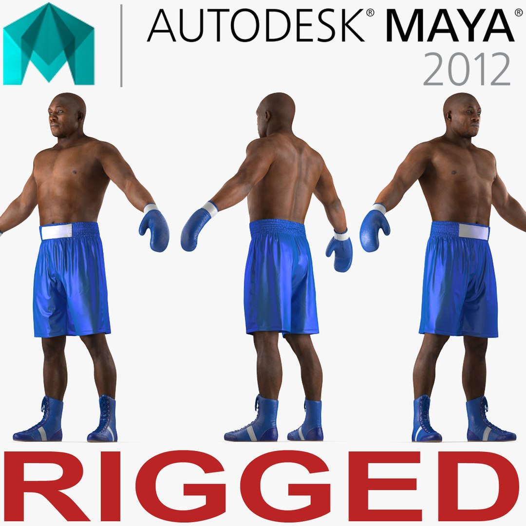 African American Boxer 2 Rigged for Maya 3D Model preview