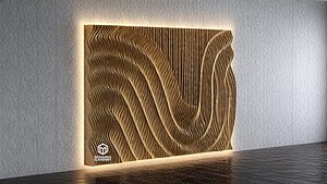 Parametric Wavy Wooden Wall Decor 06 - wood cutting machines model
