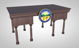 traditional desk furniture wood 3D model