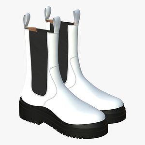 Leather Boots White 3D model