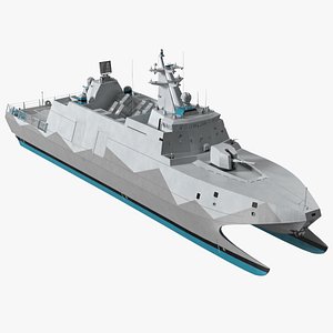 Catamaran Stealth Corvette Ship 3D model
