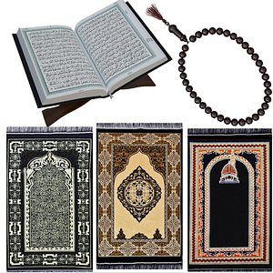 3D Islamic Prayer Set  Holy Quran Tasbeeh Beads and Prayer Mats