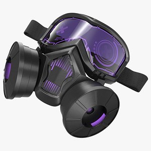Cyberpunk Neon Gas Mask Purple