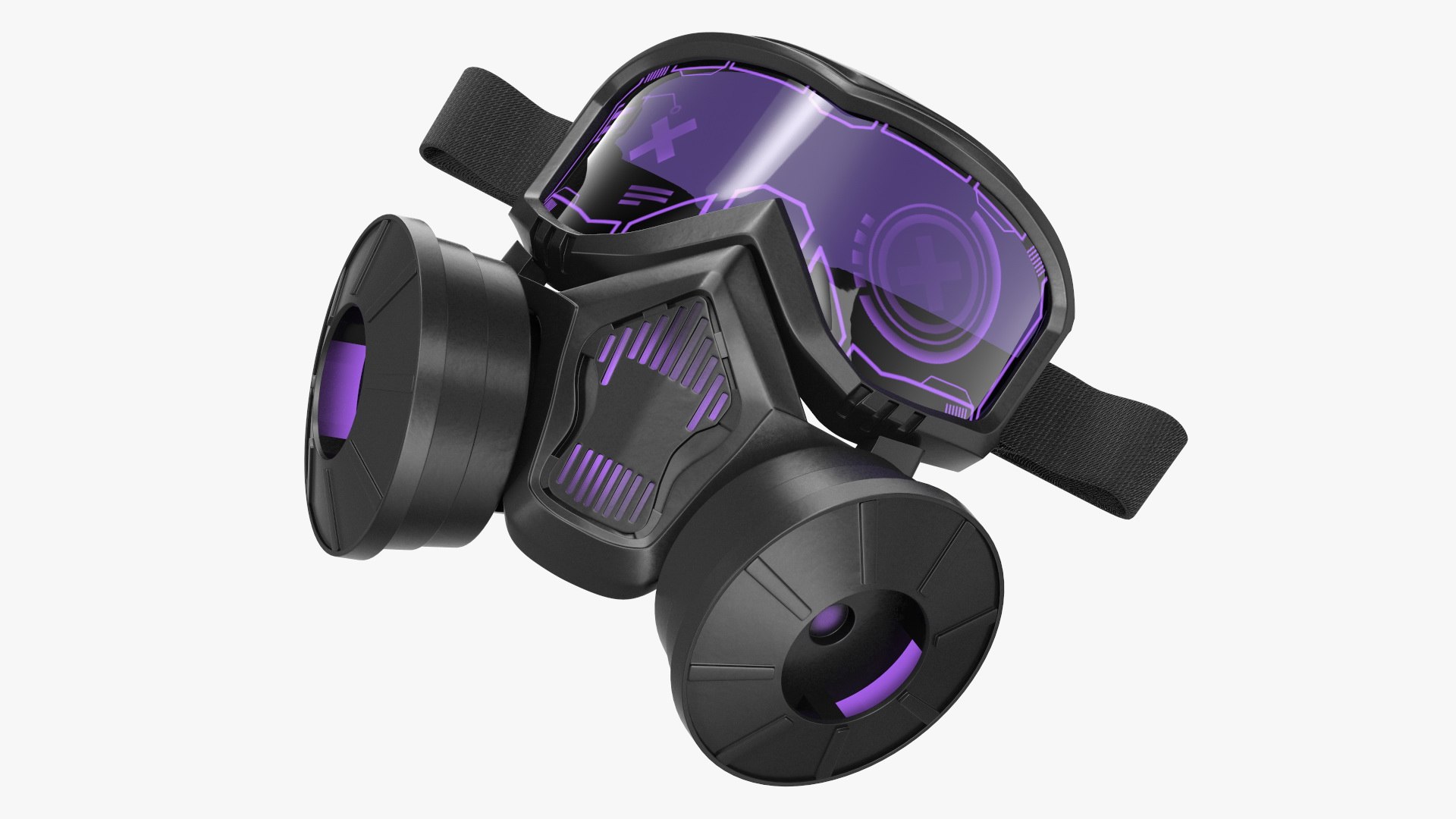 Cyberpunk Neon Gas Mask Purple 3D model preview