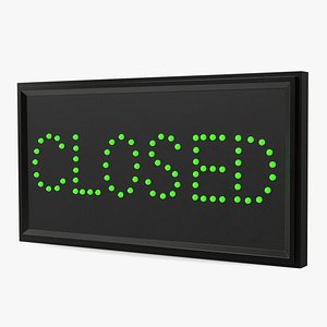 3D LED Light Business Sign Closed Green ON model